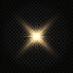 Lens Flare, light glow effect. sun or realistic shining star with backlight effect. bokeh glitter and sparkles or sparkles on transparent background.