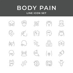Body Pain Line Icon Set &ndash; Medical, Ache, Symptom, Muscle, Chronic, Health, Anatomy, Minimal Vector Collection
