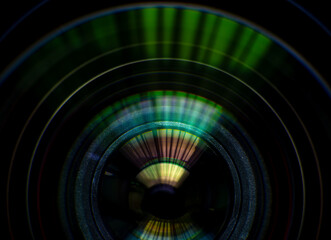 Macro camera lens,light reflections in a camera lens,Camera and lens Zoom, close-up 