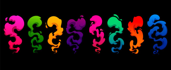 Artistic vector of vibrant colored smoke swirling as mist and vapor. Ideal for backgrounds, posters, and digital compositions where fluid abstract motion and gradient textures bring depth and energy.