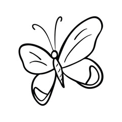 Naklejka premium Hand Drawn Butterfly Outline, Doodle Line Art Vector, Elegant Nature Illustration