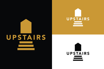 Upstairs building apartment logo design vector illustration
