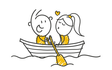 Strichfiguren / Strichm&auml;nnchen: Liebe, Boot, rudern. (Nr. 868)