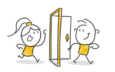 Strichfiguren / Strichm&auml;nnchen: Willkommen, T&uuml;r auf, Durchgang. (Nr. 867)