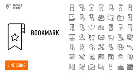 Versatile Bookmark Line Icons A Collection of Editable Vector Graphics for Web and App Design