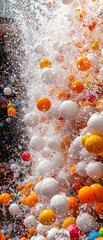 Colorful Foam Explosion with Balls in a Vibrant Environment
