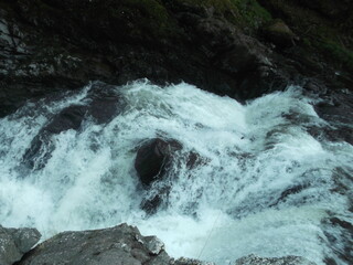 water flowing over rocks