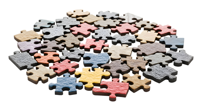 Colorful Puzzle Pieces with Transparent Background - Powered by Adobe