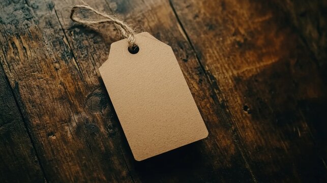Vintage wood grain label with twine cord