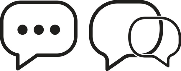 Hand-Drawn Chat Icon Set | Unique Black & White Message Bubbles for UI, Apps & Mobile Interfaces