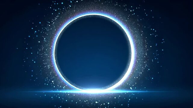 Neon Blue Eclipse Animation with Lens Glow on Starfield Loop