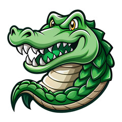 Obraz premium Grinning Alligator Head Illustration isolated on transparent bacckground