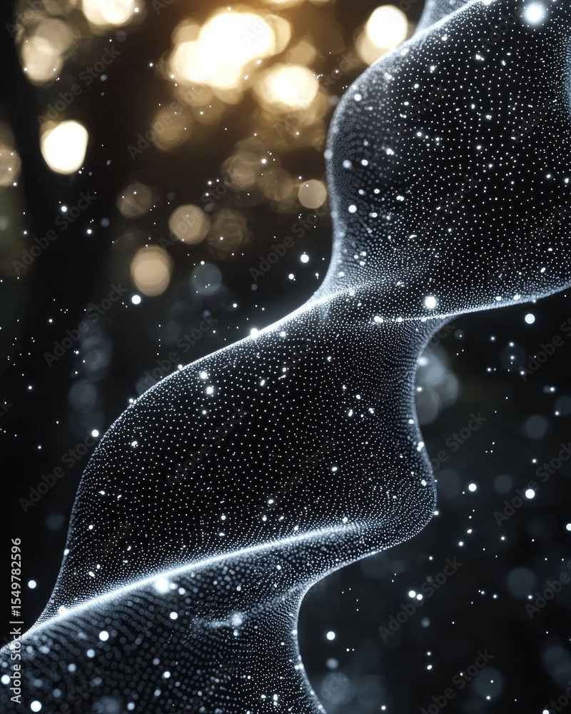 Poster abstract network data visualization with glowing lines and points