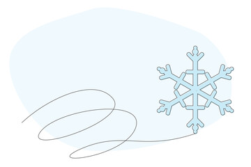 Line Art Snowflake. Winter Christmas and New Year Vacation Symbol. One Outline Continuous Contour Minimalist Drawing. Snow Holiday Family Greeting Card Sign. Sketch Thin Stroke Line Art Snowflake Icon