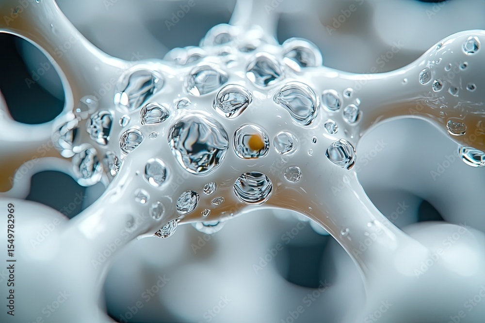 Poster abstract network node structure with white bubbles