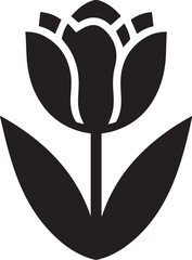 Simple tulip silhouette, Black tulip flower.