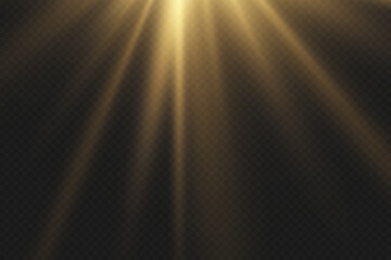 Glowing star and flash of rays. A magical explosion of light and sparks.