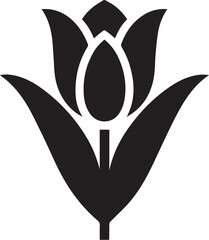 Simple tulip silhouette, Black tulip flower.