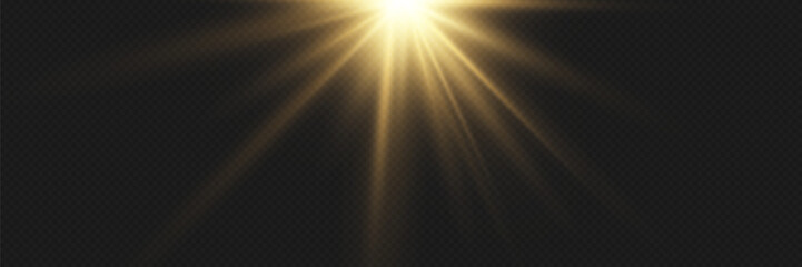 Glowing star and flash of rays. A magical explosion of light and sparks.