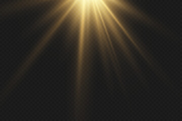 Glowing star and flash of rays. A magical explosion of light and sparks.