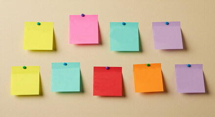 A wall covered with colorful sticky notes in various shapes and sizes. ai generated