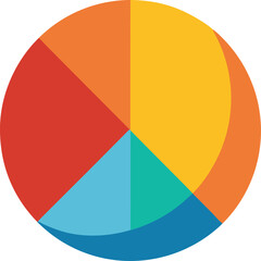 Fototapeta premium Colorful vector pie chart icon illustrating business growth data and financial success