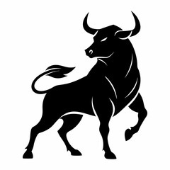 black bull isolated on white