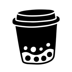 Black and White Bubble Tea Cup Vector Illustration