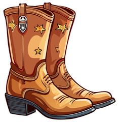 Cartoon set of cowboy boots clipart illustration, isolated 