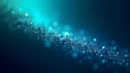 Abstract Glowing Particle Wave in Teal and Blue With Bokeh Light Effects