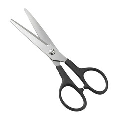 Black handled scissors isolated on transparent background