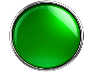 Shiny green button isolated on white