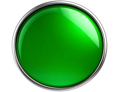 Shiny green button isolated on white