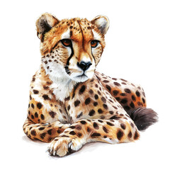 watercolor of Cheetah, vector, isolated on a white background.