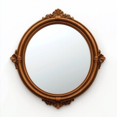 Obraz premium Minimalistic mirror with a stylish wooden frame, isolated on white