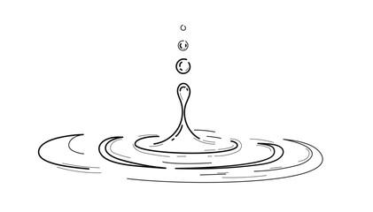 Doodle water drop and circle ripples doodle line. Splash hand drawn line.