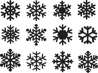 Snowflake icon, snowflakes set icons, black snowflake silhouette, Snow, holiday, Snowflake vector icon, winter elements design vector illustration