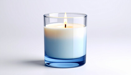 blue candle in glass