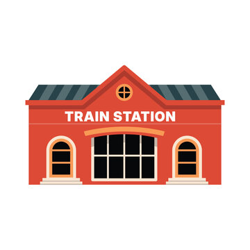Train Station Vector Illustration Railway Transport Hub