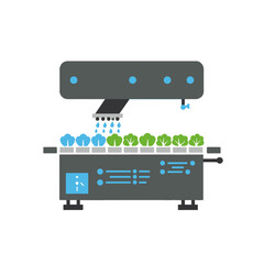 Automated hydroponic system watering rows of leafy greens