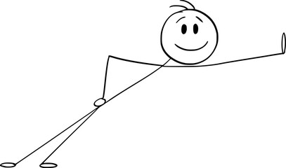 Person leaning on something, vector cartoon stick figure or character illustration.
