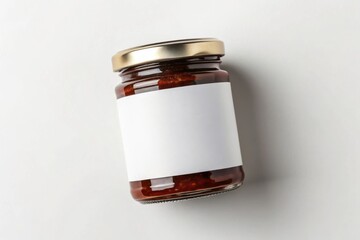 jam jar mockup. Jar with a blank label on a light background.
