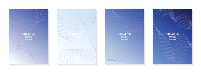 Fototapeta premium Cover, poster and flyer template with abstract wave line on gradient background