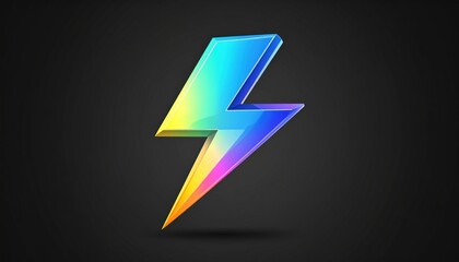 Vibrant, Multicolored Lightning Bolt Symbol Against a Dark Background Graphic