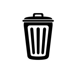 Black and white trash can vector illustration, simple icon design