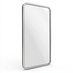 Rectangular mirror with a sleek aluminum frame, isolated on white background