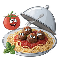 Spaghetti meatball PNG mockup dish sprinkled with transparent background