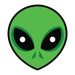 green alien monster face icon isolated on white background