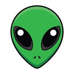 green alien horror face icon isolated on white background