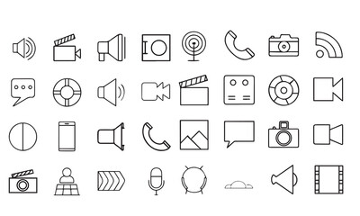 Social Media icon set. Online community, media, website, blog, content, business marketing and social network icons.